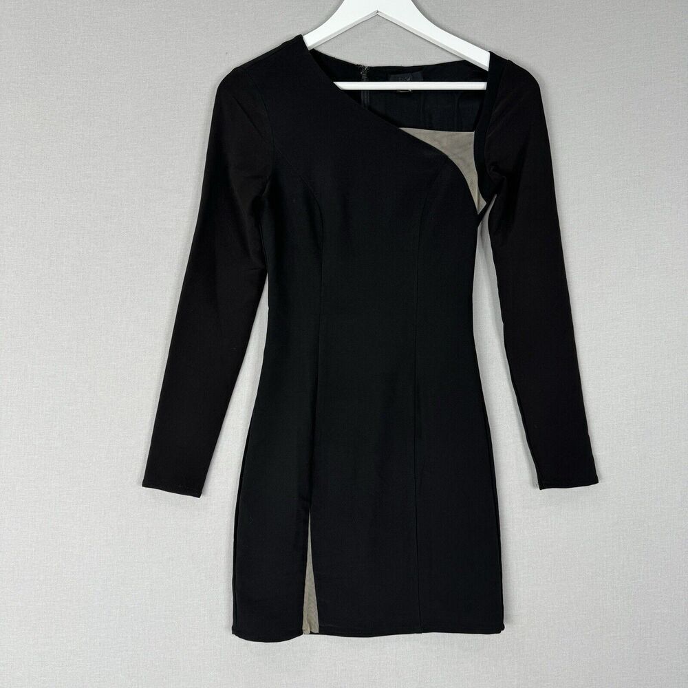 H:Ours Womens Dress Extra Small Black Fitted Asymmetrical Neckline Cocktail LBD